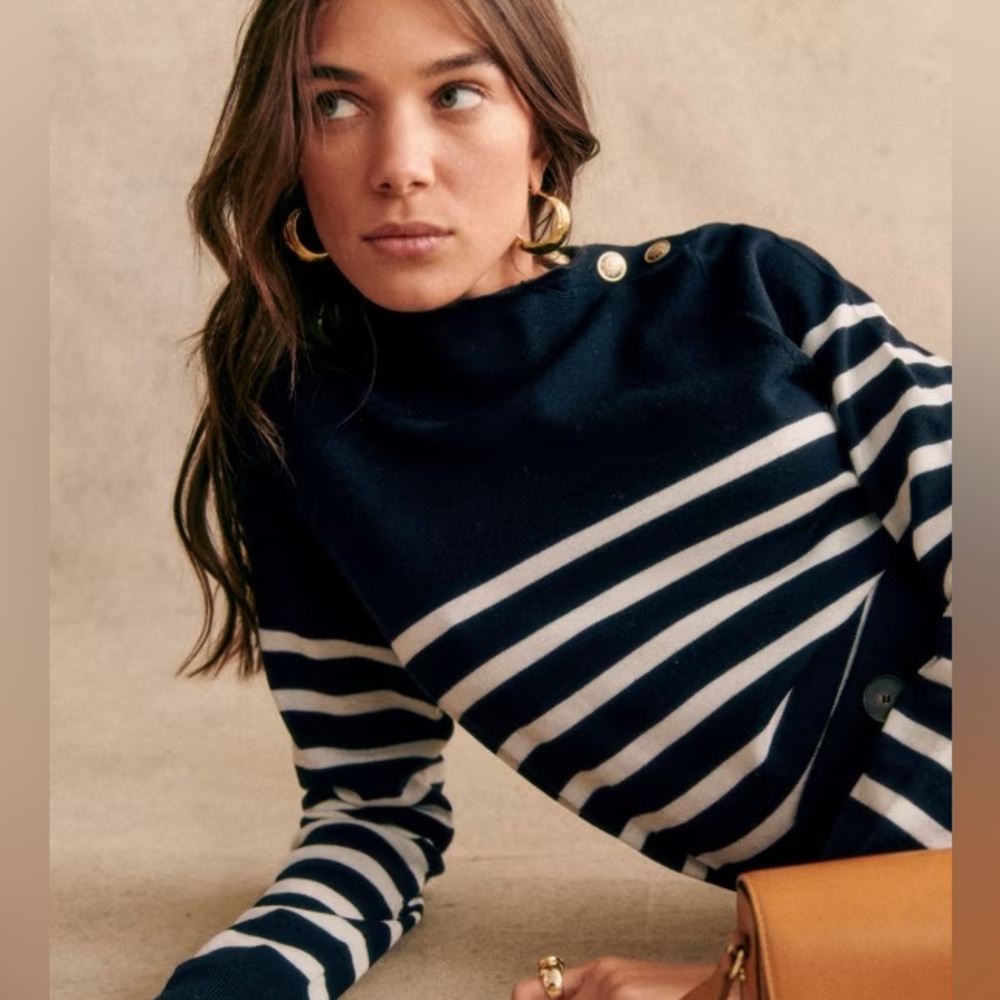 Sézane Jacob Jumper in Navy Ecru